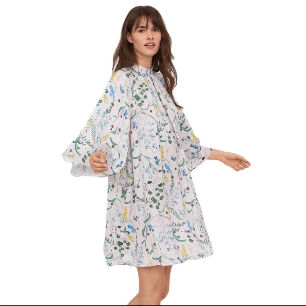 Anna Glover x H&M Collab Floral High Neck Mini Dress Small Women’s White GUC.